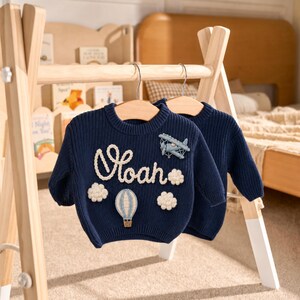 Handmade Baby Sweater, Personalized Baby Jumper, Embroidered Knit Pullover, First Birthday Gift, Keepsake Baby Gift