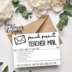 Fier parent enseignant mail cartes imprimables pour enseignants, téléchargement immédiat, cartes de vantardise, positif, encouragement