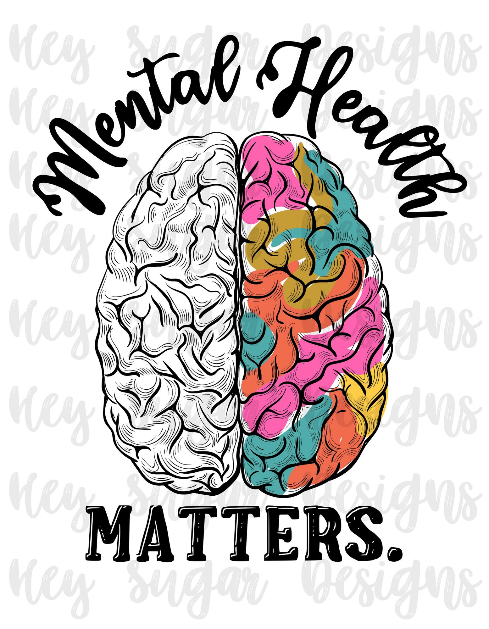 Mental Health Matters Rainbow Brain PNG for Sublimation - Etsy