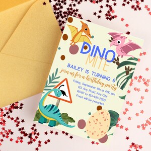 DinoMite Dinosaur Editable Party Invitation Template - Digital - Printable - Dinosaur - Birthday
