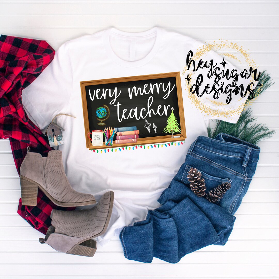 Very Merry Teacher PNG for Sublimation | Screenprint | DTF | Christmas ...