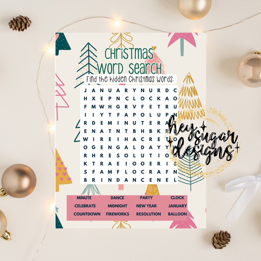 Christmas Word Search, Christmas Game, Christmas Puzzle, Pink ...