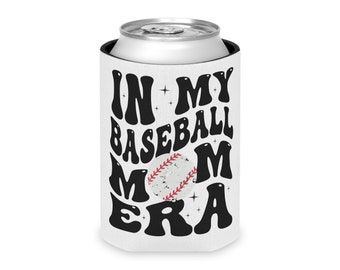 In My Baseball Mom Era Can Cooler | Baseball Mama | Can Holder | Retro | Slim Can | Regular Can