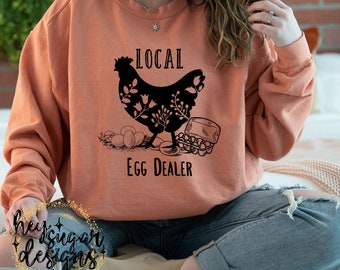 Local Egg Dealer Funny Chicken Floral One Color PNG for Sublimation Screenprint