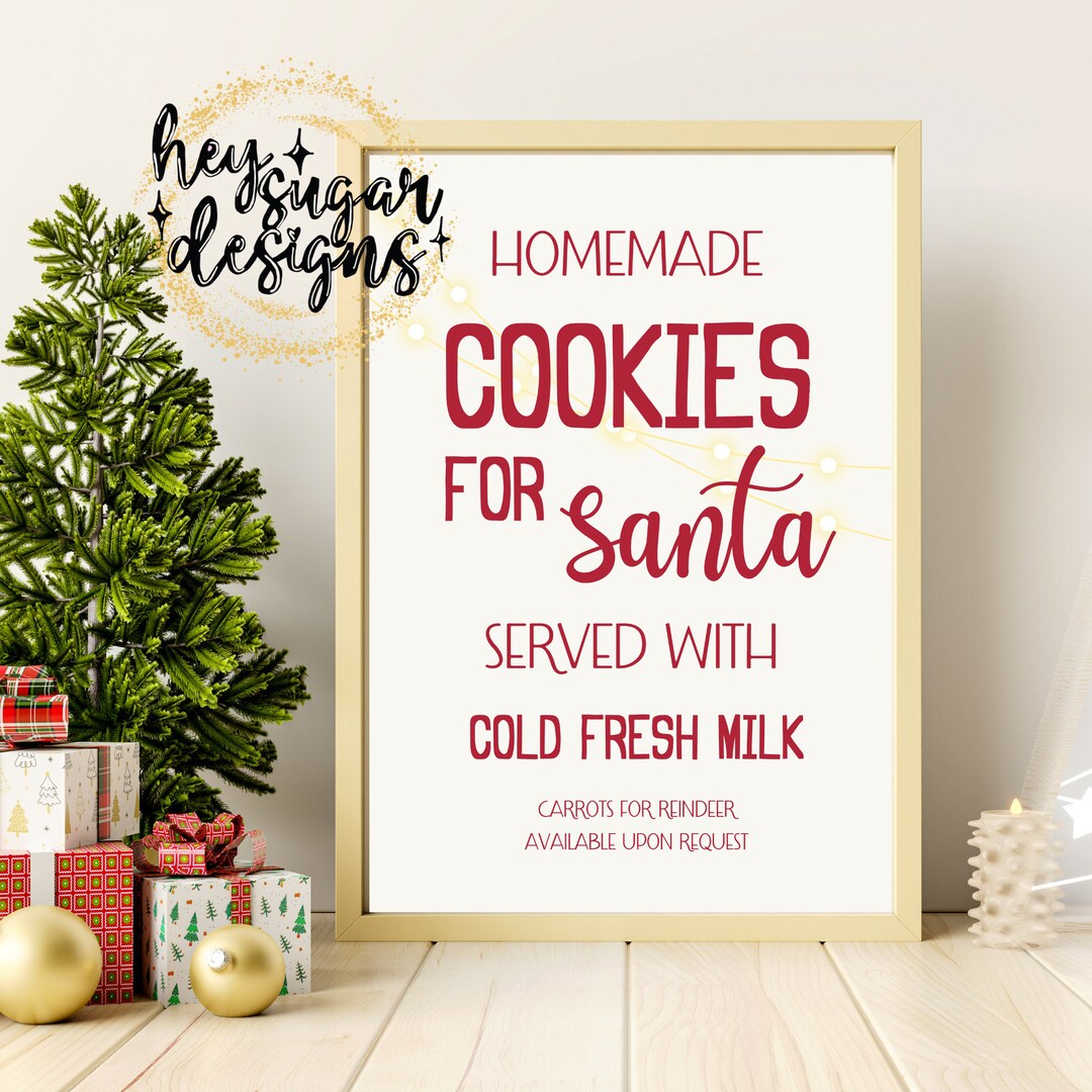Homemade Cookies for Santa Printable Christmas Wall Art | Poster ...
