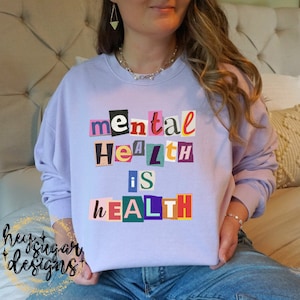 Mental Health is Health PNG Sublimation Magazine Letters Design Download Awareness Advocate Healthcare