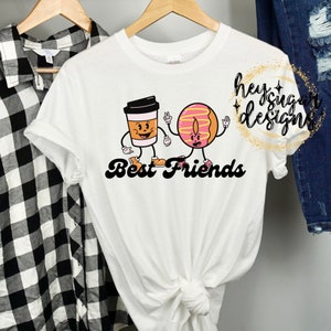 Best Friends Coffee and Donut Retro Food PNG for Sublimation, Screenprint