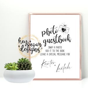 Hochzeit Foto Gästebuch bearbeitbare Vorlage, druckbar, minimalistisch, Baby Shower
