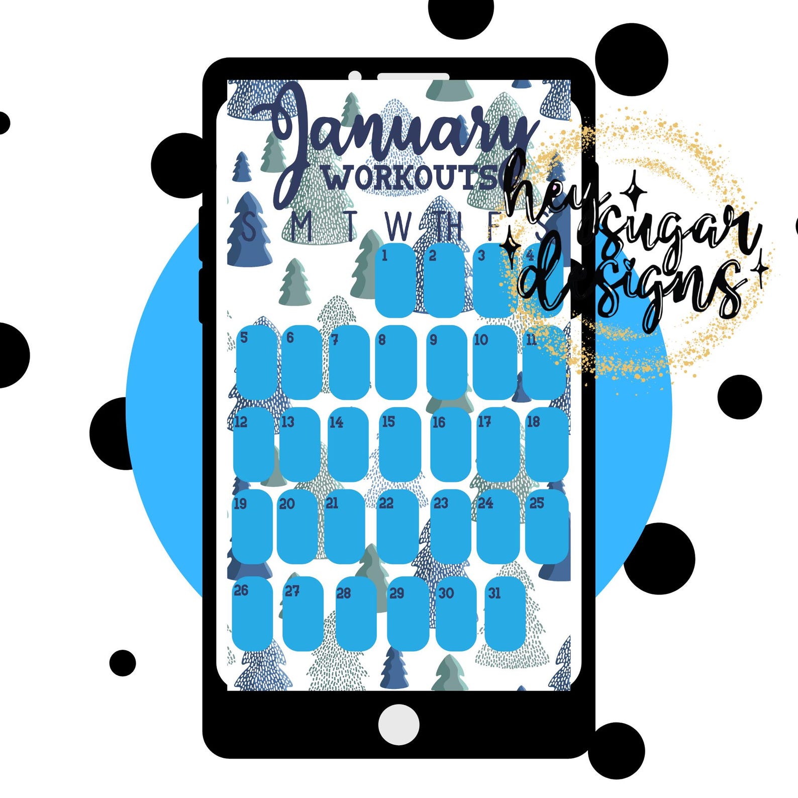 January 2025 Selfie Workout Tracker Social Media Tracker Facebook Story
