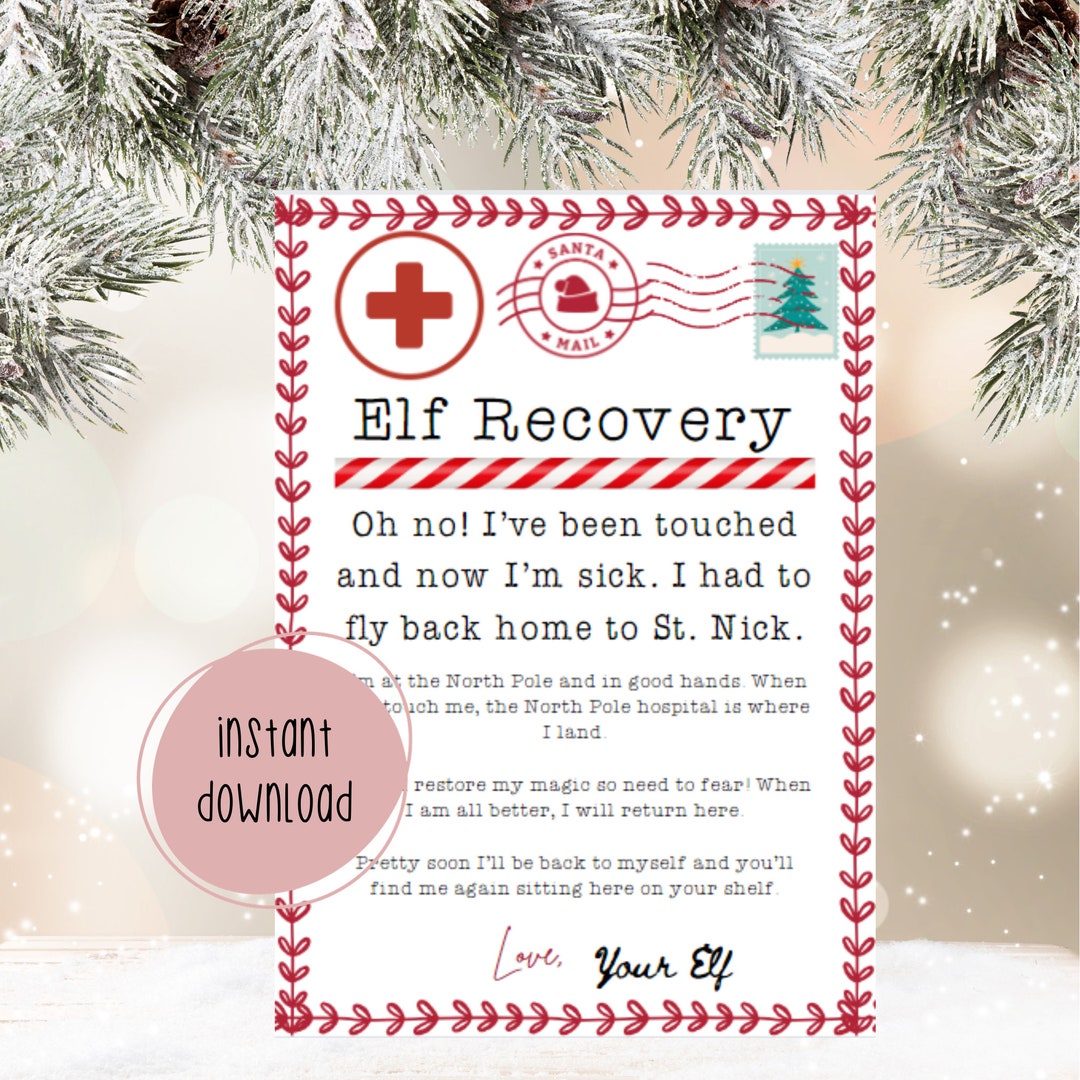 Elf Recovery Letter and Certificate Christmas Elf Instant Download ...