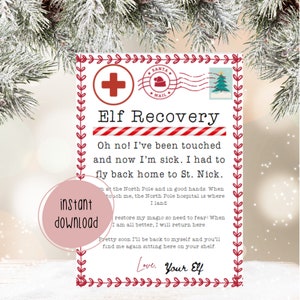 Carta e Certificado de Recuperação de Elfos | Elfo de Natal | Download instantâneo | PDF para impressão | Hospital dos Elfos | Correio do Pólo Norte