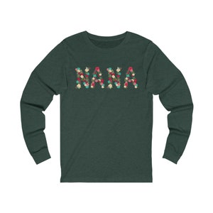 Nana Floral Unisex Jersey Long Sleeve Tee | Shirt | Grandmother | Flowers | Mother&#39;s Day