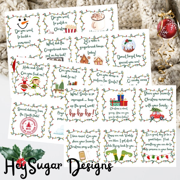 24 Elf Notes Printable Christmas Digital Instant Download Small Size Note from Elves Quick Ideas Magic Shelf