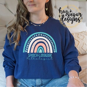 Spraaktaalpatholoog Blue Pink Rainbow PNG voor sublimatie zeefdruk