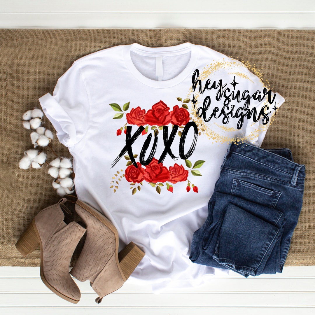 XOXO Red Roses Valentines PNG for Sublimation | Screenprint | DTF ...