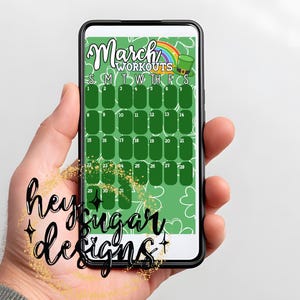 Selfie-workouttracker maart 2026 | Socialmedia-tracker | Sjabloon Facebook-verhaal | Sjabloon Instagram IG-verhalen | Maandkalender