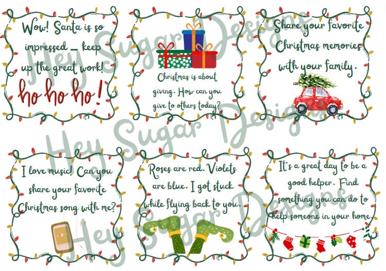 24 Elf Notes Printable Christmas Digital Instant Download Small Size ...