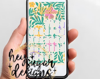 Seguimiento de entrenamiento con selfies de abril de 2026 / Seguimiento de redes sociales / Plantilla de historias de Facebook / Plantilla de historias de Instagram / Calendario mensual