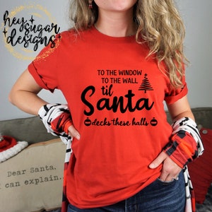 Santa Deck These Halls One Color Christmas Single Color PNG divertente per la sublimazione