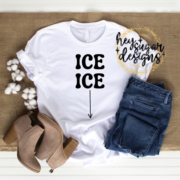 Ice Ice Baby Arrow Maternity Pregnancy PNG for Sublimation, Screenprint, One Color, Single Color, Black, White, Pregnant, Funny