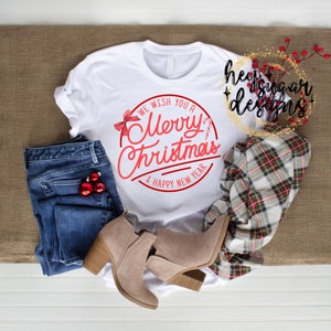 We Wish You a Merry Christmas and a Happy New Year PNG for Sublimation | Screenprint | DTF | Candy Cane | Christmas Bow