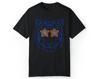 Tiger With Star Sunglasses Unisex Garment-dyed T-shirt Comfort