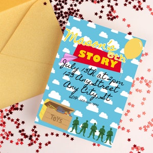 Editable Bright Toy Birthday Party Invitation Template, Story, Cartoon, Colorful, Digital Download, Instant, Printable, Downloadable, Kids