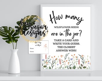Guess How Many Candies Are In The Jar Game – Christmas, Baby Shower & Birthday Party Sign With 50 Cards