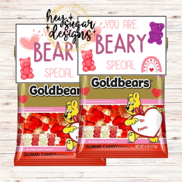 You Are Beary Special Gummy Bear Valentine Card Printables | Instant Download | Valentine's Day | Valentines