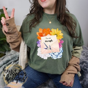 Eres suficiente nota de sobre de acuarela floral PNG colorido para sublimación