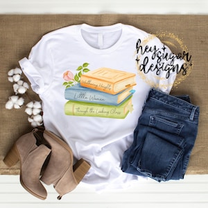 Classic Book Stack PNG for Sublimation, Screenprint, Watercolor, Novels