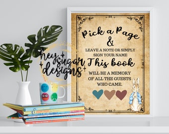 Book Baby Shower Pick a Page Sign a Book Printable Sign | Baby Shower Activity | Storybook Baby Shower | Instant Download