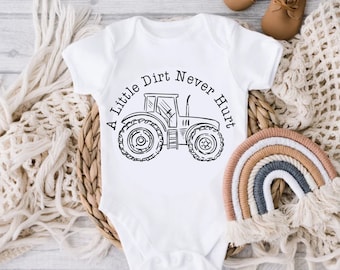 A Little Dirt Never Hurt Tractor One Color Single Color Black PNG for Sublimation Screenprint Screenprinting Country Farm