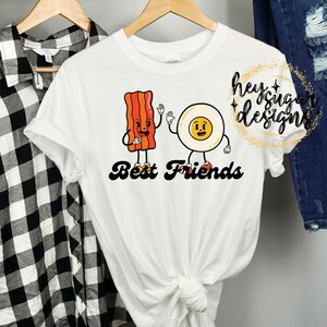 Best Friends Bacon and Eggs Retro Food PNG for Sublimation, Screenprint