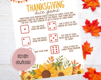 Thanksgiving 5 Game Bundle | Scattergories | Bingo | Find Someone Who | Icebreakers | Turkey Hunt | Candy Dice Game | Printable