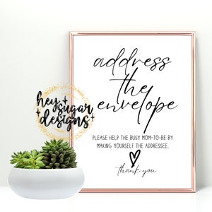 Adres de envelop Baby shower afdrukbaar, minimalistisch, eenvoudig, babyshower, babyshowerbord, feest, feest
