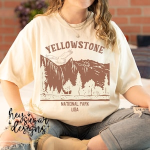 Yellowstone National Park Brown Mountains Eagle PNG for Sublimation Screenprint One Color Single Color