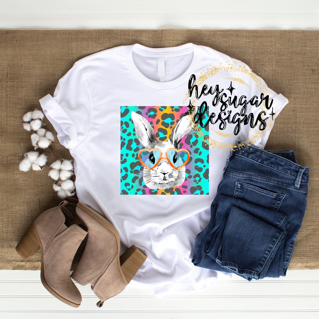 Rainbow Leopard Bunny With Glasses PNG for Sublimation | Screenprint ...