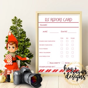 Boleta de calificaciones de elfos de Navidad / Imprimible / Descarga instantánea / Elfo navideño / Nota / Carta