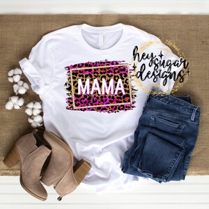 Mama Leopard Pearl PNG for Sublimation Screenprint, Pink, Gold, Glitter