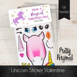 Personalized Unicorn Valentine Sticker Favor!  Fully assembled   ''Pretty Personal by Jenna'