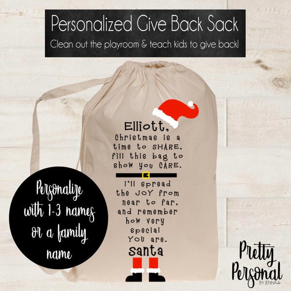 Give Back Sack for Santa! Personalized Post Christmas Toy Sack! 'Pretty Personal by Jenna' Santa Sack
