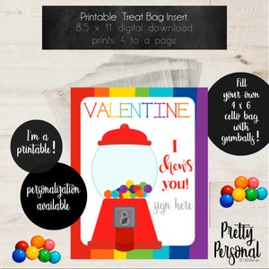 DIY Gumball Printable Valentine Favor Bag Insert!  'Pretty Personal by Jenna'