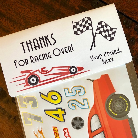 2.00 each Race car Birthday Favors /'Make your own racecar/' sticker sheet with topper /'Pretty Personal by Jenna/'