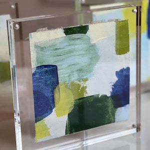 Original Abstract Painting Shelf Art Painting for 8x8 Acrylic Tabletop Frame Small Art l  ‘Leave it at the Lake’ Series