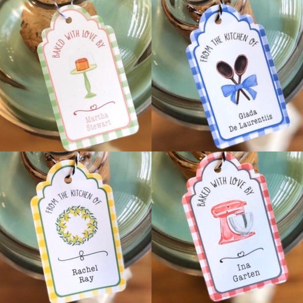 Kitchen Gift Tags!  'From the Kitchen of' or Baked with Love' Choose Your Design!  (dozen)  'Pretty Personal by Jenna'