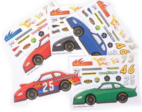 2.00 each Race car Birthday Favors /'Make your own racecar/' sticker sheet with topper /'Pretty Personal by Jenna/'