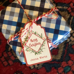 Personalized Printed Christmas Gift Tags or Wine Tags!  Wine Bottle Gift Tags (dozen)  &#39;Pretty Personal by Jenna&#39; Happy Holidays