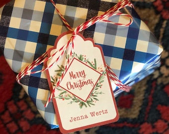 Personalized Printed Christmas Gift Tags or Wine Tags!  Wine Bottle Gift Tags (dozen)  'Pretty Personal by Jenna'
