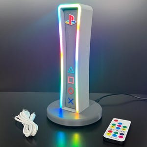 PlayStation Headphone Stand with RGB Lighting | Custom 3D Printed Gaming Headset Stand | PS-Themed Desk Accessory | Gamer Gift Classic